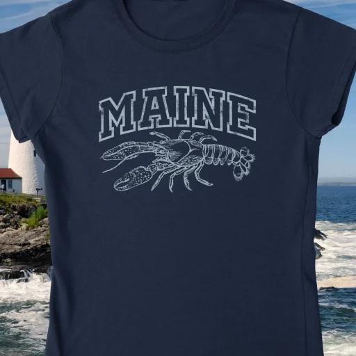 Maine Lobster Gildan 64000L Detail Front Navy