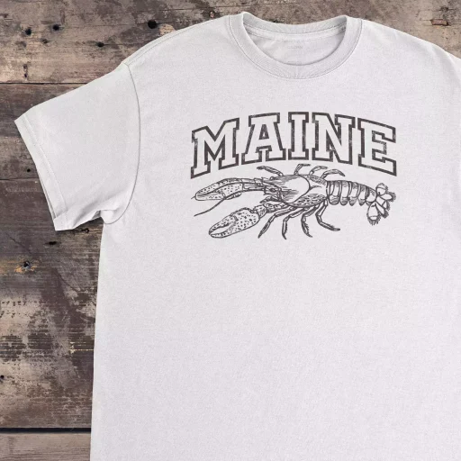 Maine Lobster Gildan 5000 White Detail