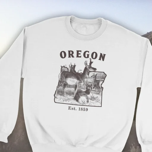 Oregon Antelope Gildan 18000 Detail Front white