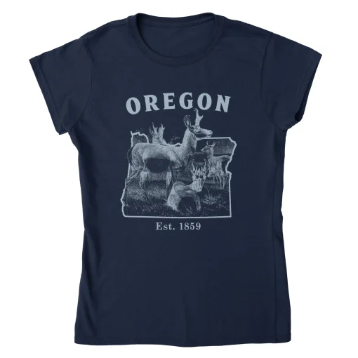 Oregon Antelope Gildan 64000L Full Front navy