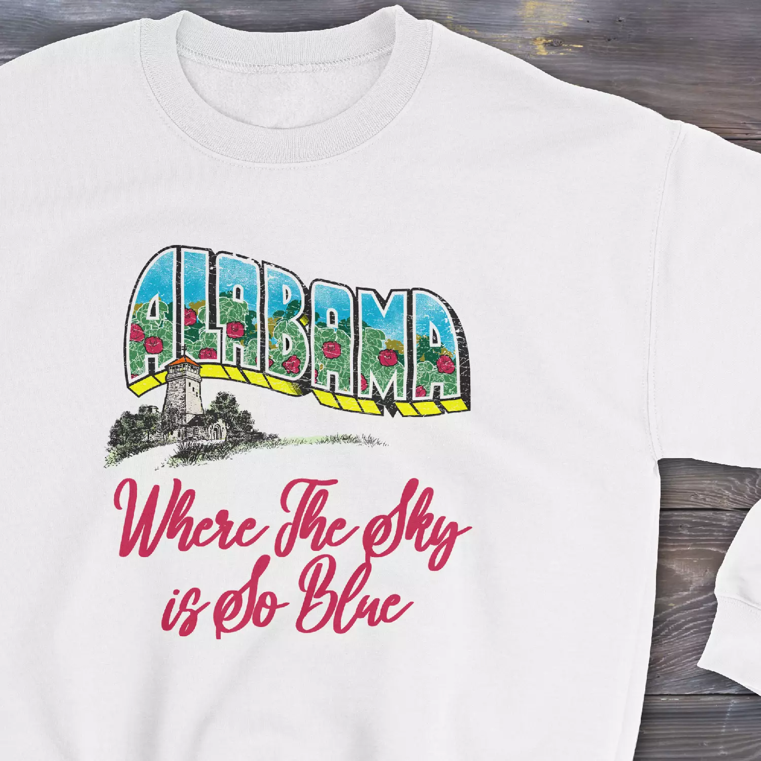 Alabama Vintage Postcard Gildan 18000 Detail