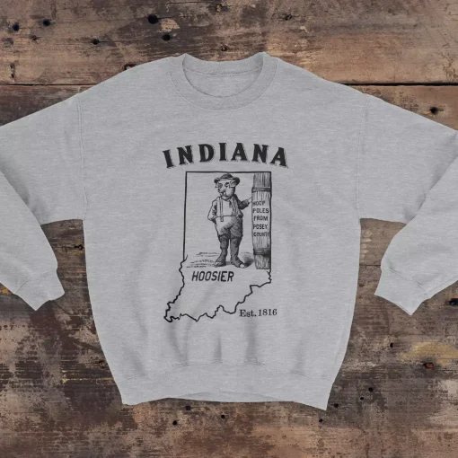 Hooser Indiana Nickname Gildan 18000 Front Full Sport Grey