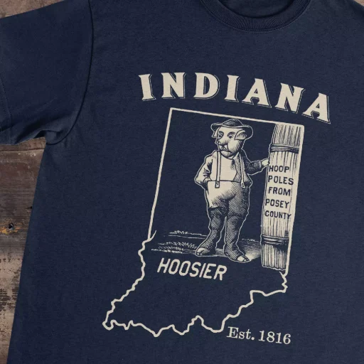 Hooser Indiana Nickname Gildan 5000 Front Detail Navy