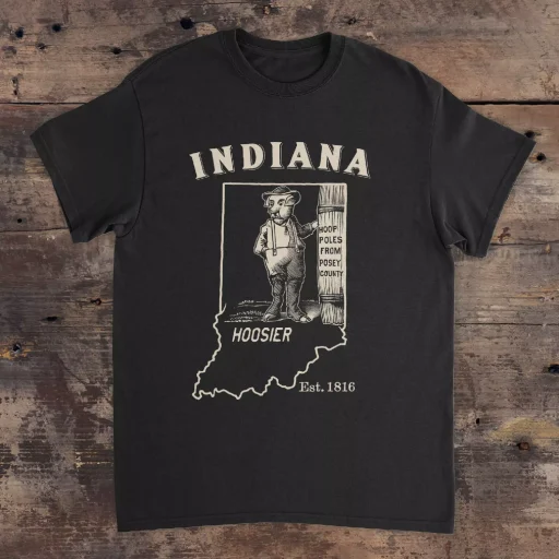 Hooser Indiana Nickname Gildan 5000 Front Full Black