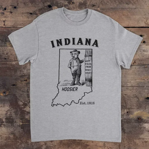 Hooser Indiana Nickname Gildan 5000 Front Full Sport Grey