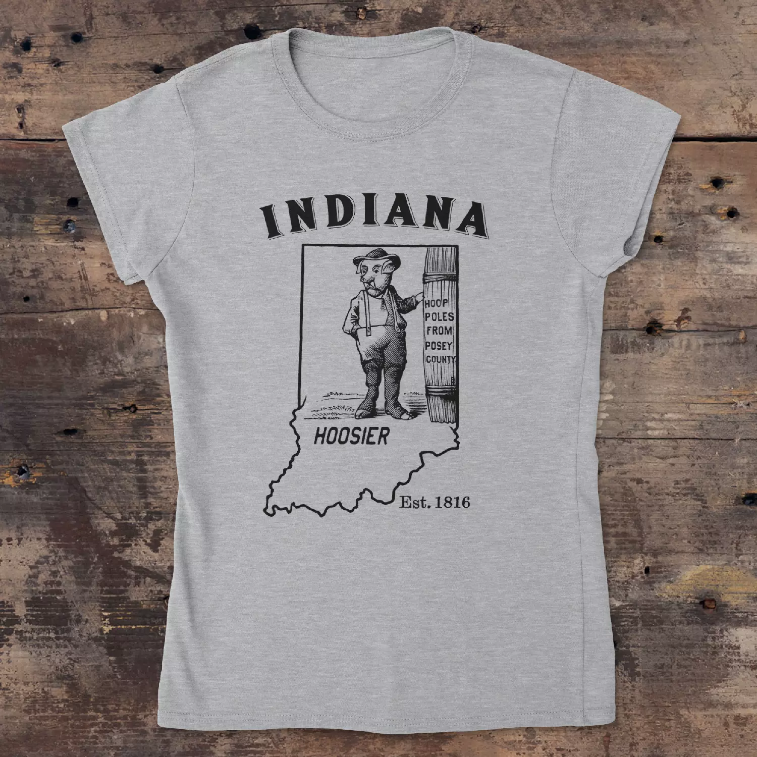 Hooser Indiana Nickname Gildan 64000 L Front Full Sport Grey