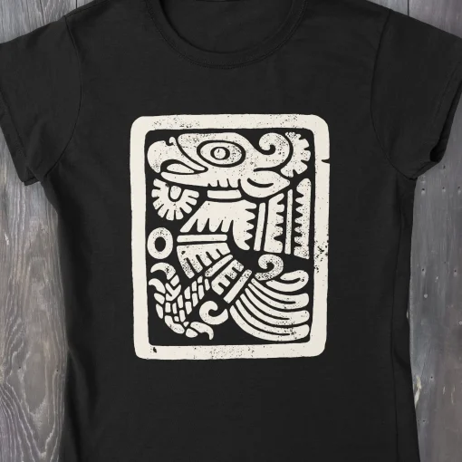 Ancient Mexican Eagle Framed Gildan 64000L Detail Front Black