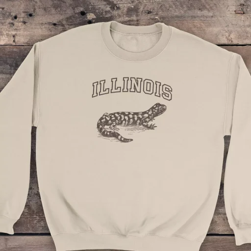 Illinois Tiger Salamander Gildan 18000 Detail Front sand