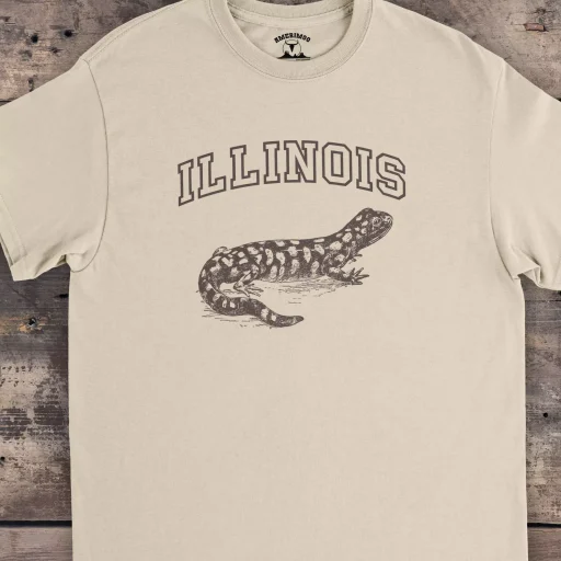 Illinois Tiger Salamander Gildan 5000 Detail Front sand