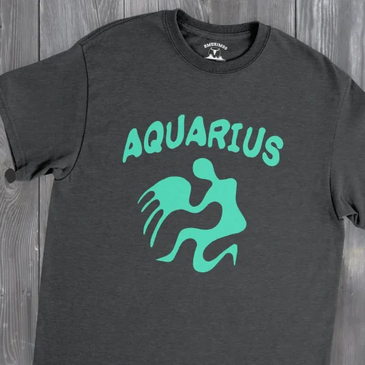 Naif Zodiac Aquarius Gildan 5000 Detail Front Dark Heather