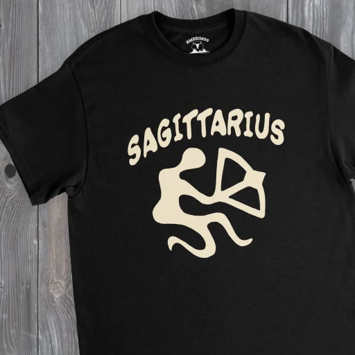 Naif Zodiac Sagittarius Gildan 5000 Detail Front Black