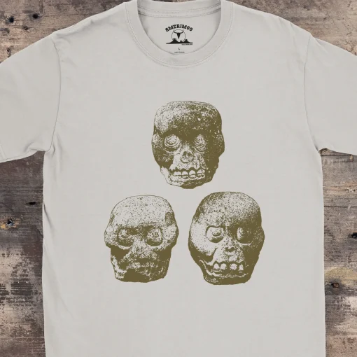 Mayan Ritual Skulls Gildan 64000 Detail Front Ice Grey