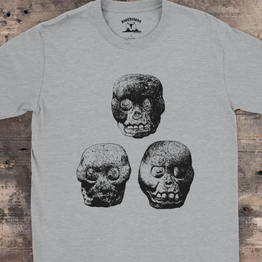 Mayan Ritual Skulls Gildan 64000 Detail Front Sport Grey